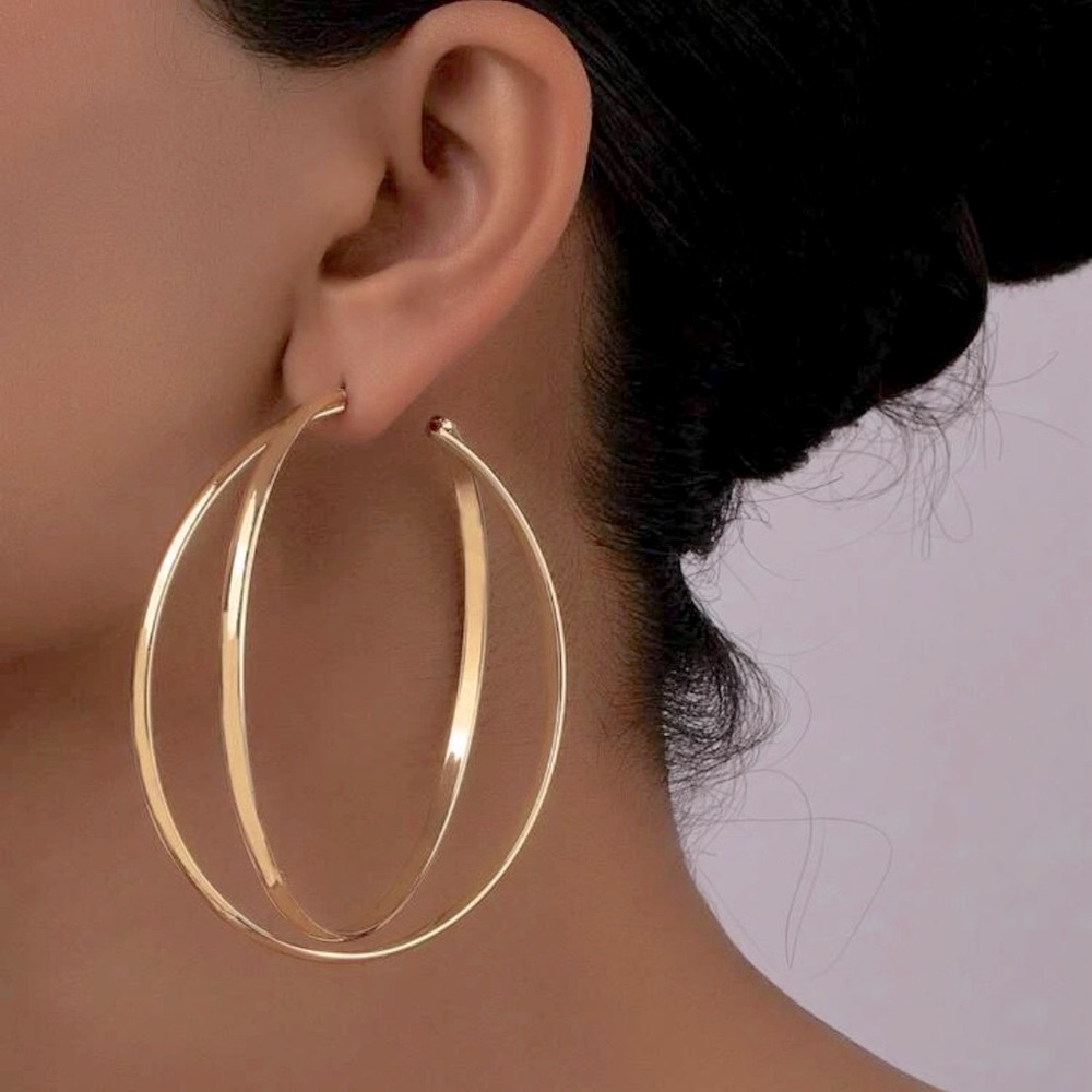 Gold Hoop Earrings 6.5cm NEVER WORN